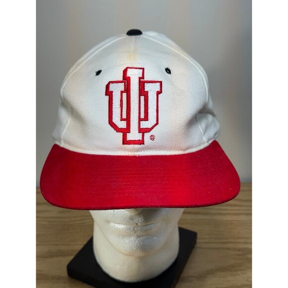 Vintage IU Indiana Hoosiers Hat Snapback Cap by Starter‎ The Right Hat White Red - Picture 1 of 8